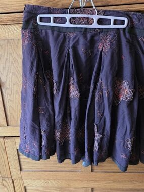 Peppe Peluso Deep Purple Circle Skirt with Rust Embroidery
